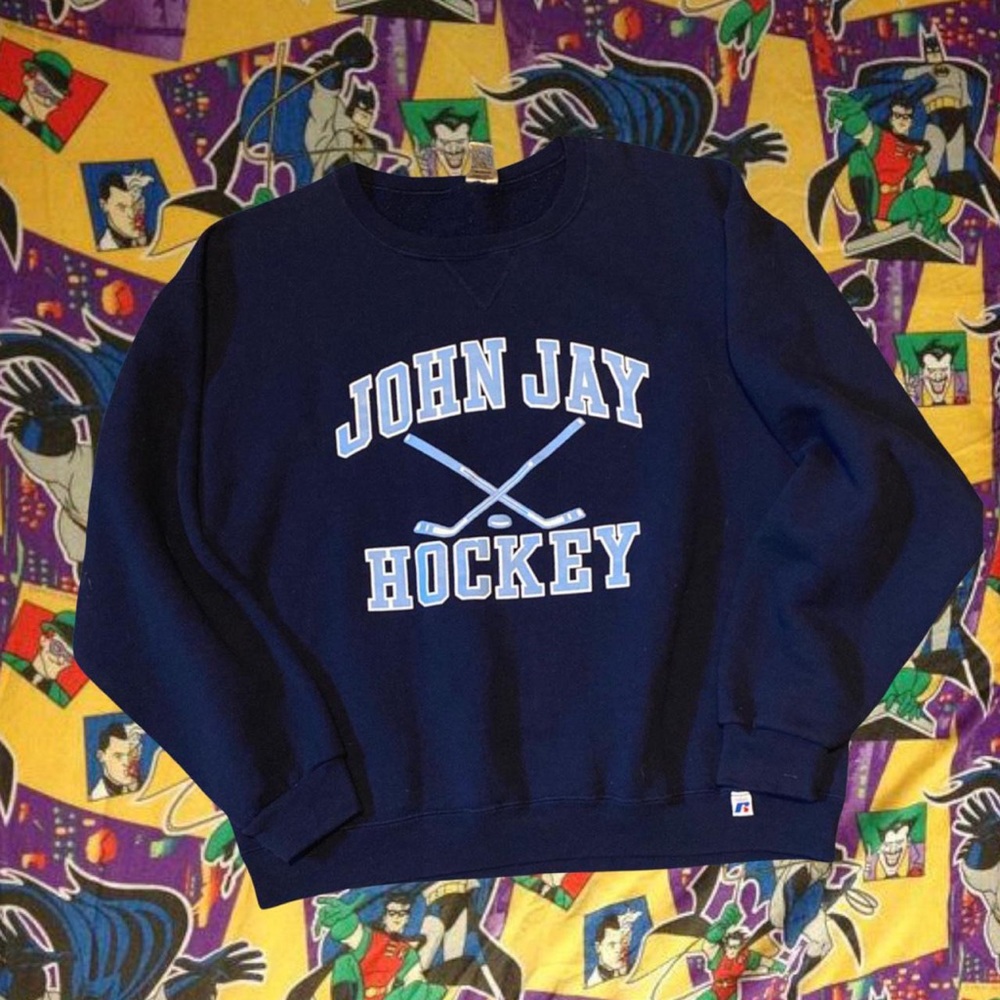Vintage 90s John Jay College Hockey Crewneck Sweatshirt